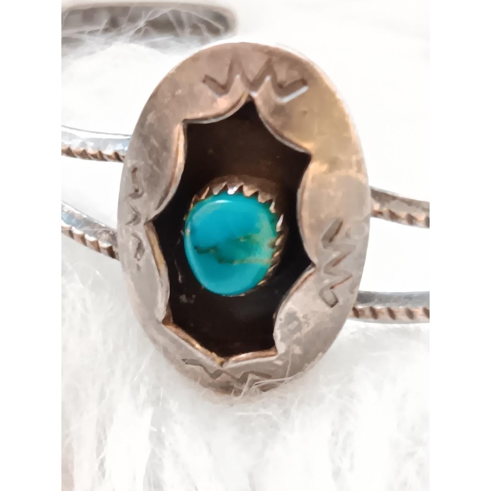 Vintage Navajo Shadowbox Sterling Silver Turquoise Cuff Bracelet Vintage...